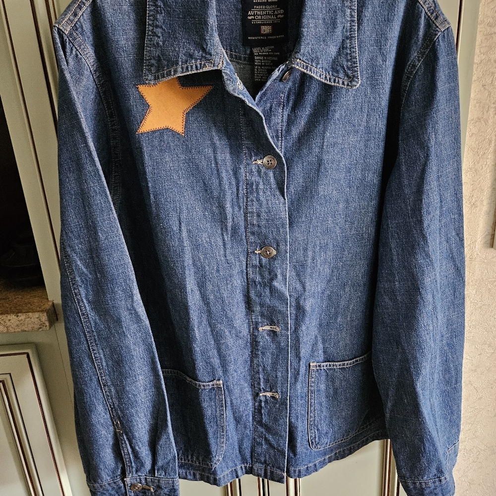 Faded Glory denim ladies jacket size M American flag - Picture 5 of 9